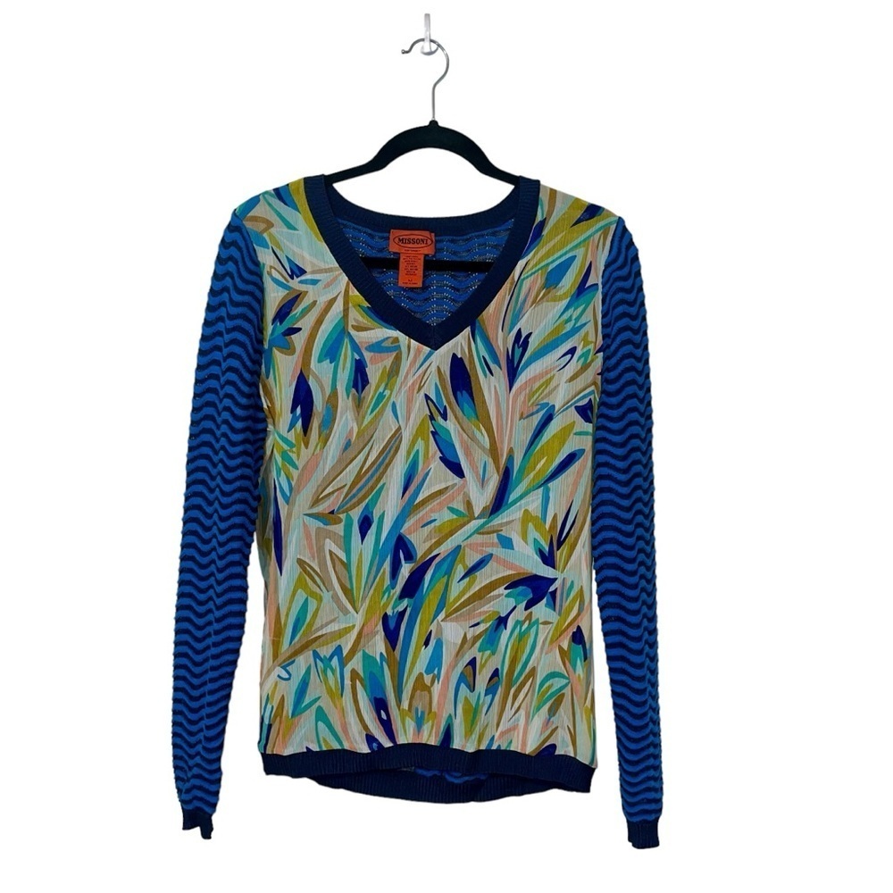 Missoni For Target Women V-Neck Combo Chiffon Pullover Sweater Multicolor Medium
